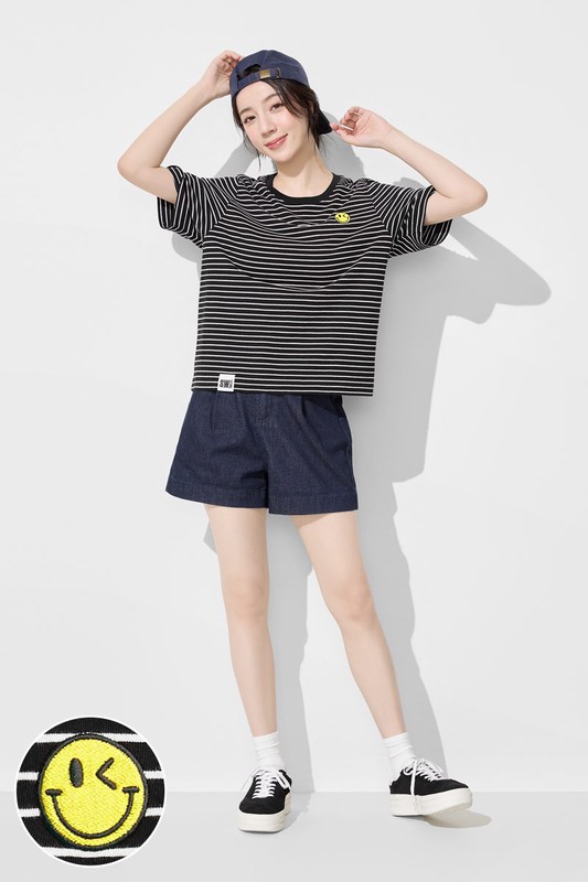 S.W.SMILEY®純棉寬版電繡T恤-女