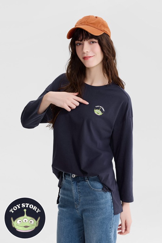皮克斯系列寬長版八分袖印花T恤-01-女