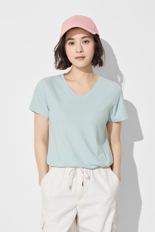 純棉V領T恤-女