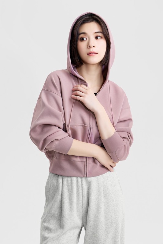 運動空氣層短版連帽外套-女