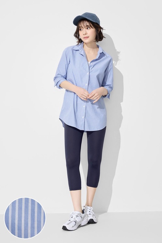 棉質條紋長版襯衫-女