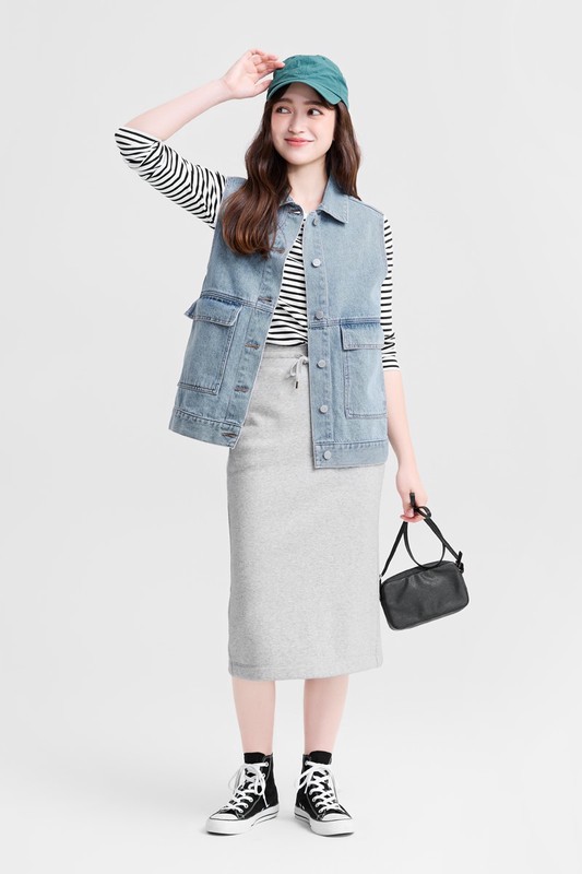 牛仔寬版背心-女