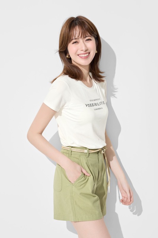 棉麻打褶短褲-女