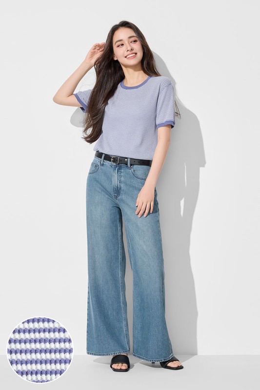 華夫格條紋短袖T恤-女