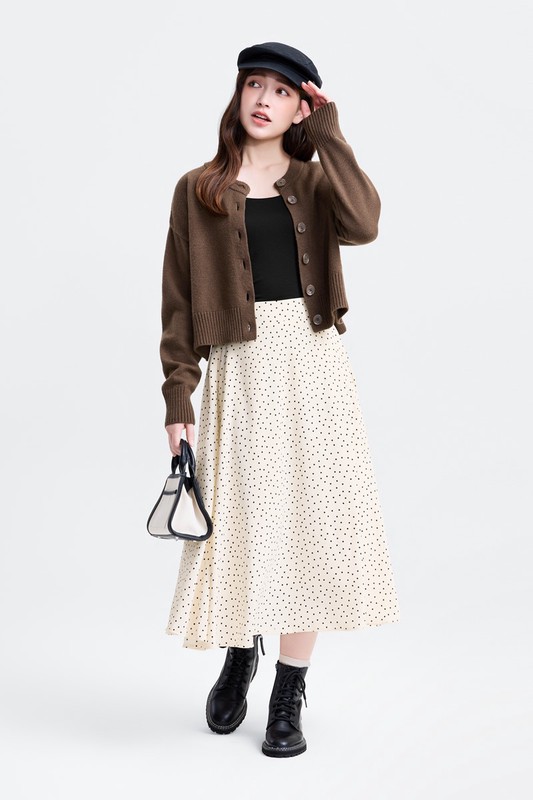 粗針短版開衩針織外套-女