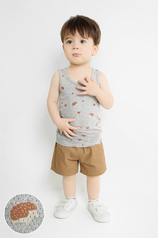 純棉網眼印花背心(2入)-Baby