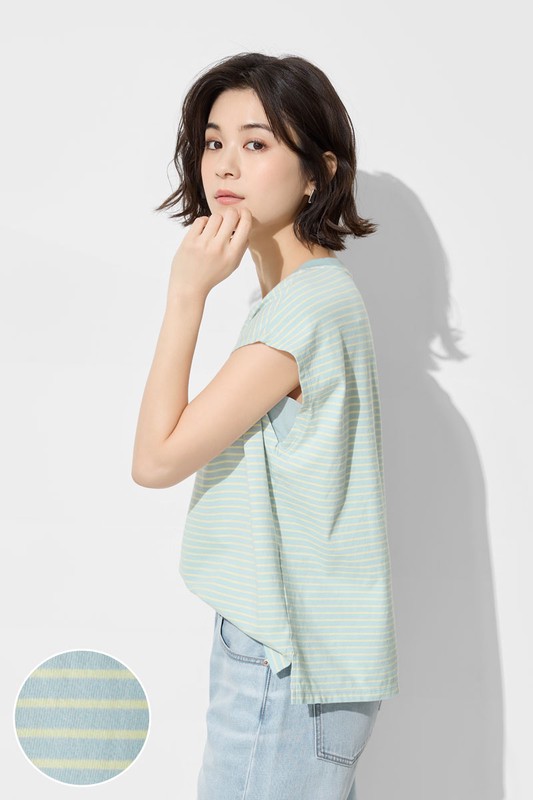 純棉寬版條紋上衣-女