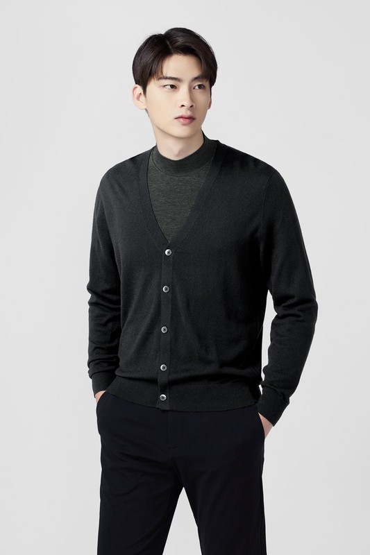 heatup立領九分袖上衣-男