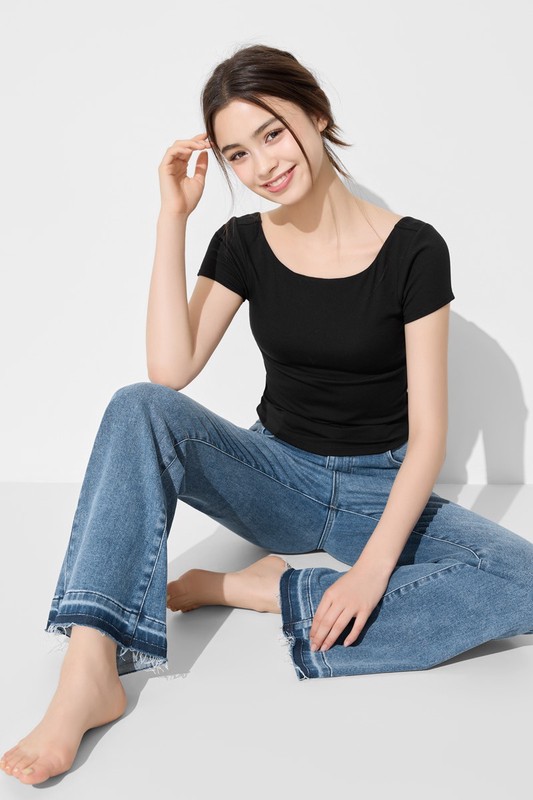 不收邊靴型牛仔褲-女