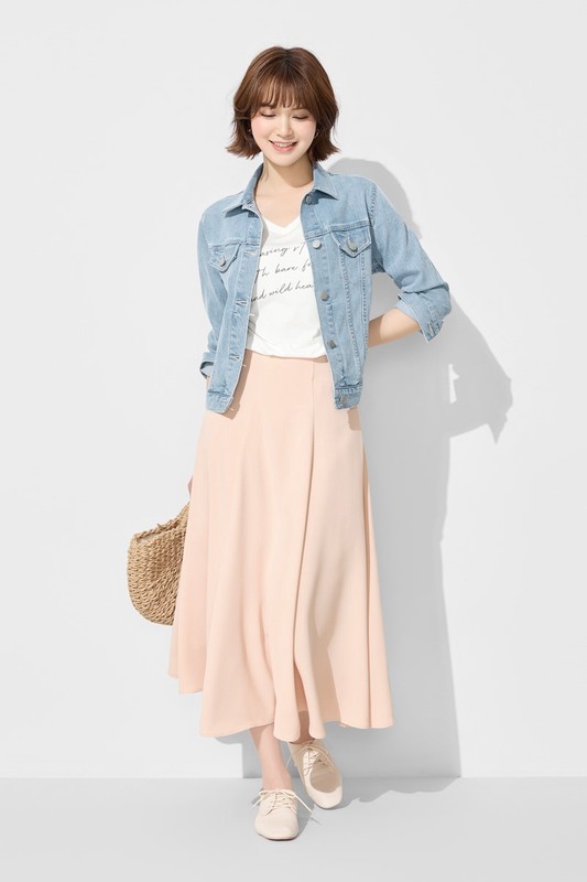 輕柔寬襬八分裙-女