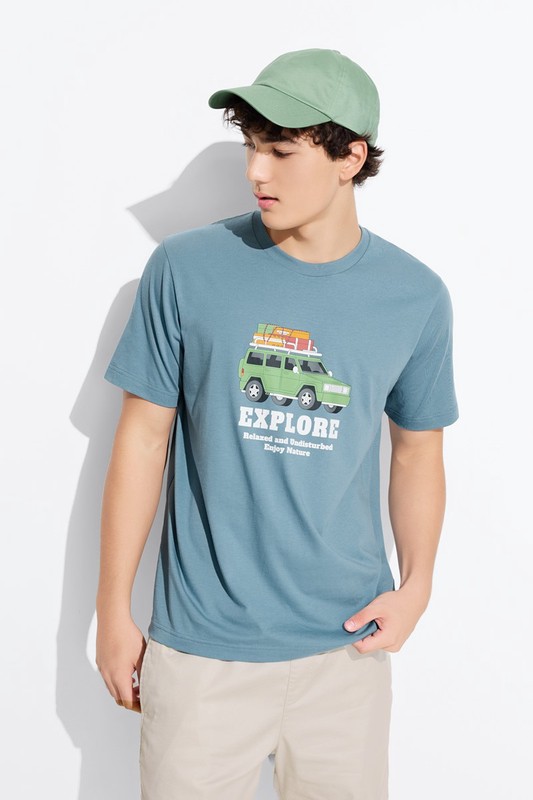 旅行探索印花T恤-男