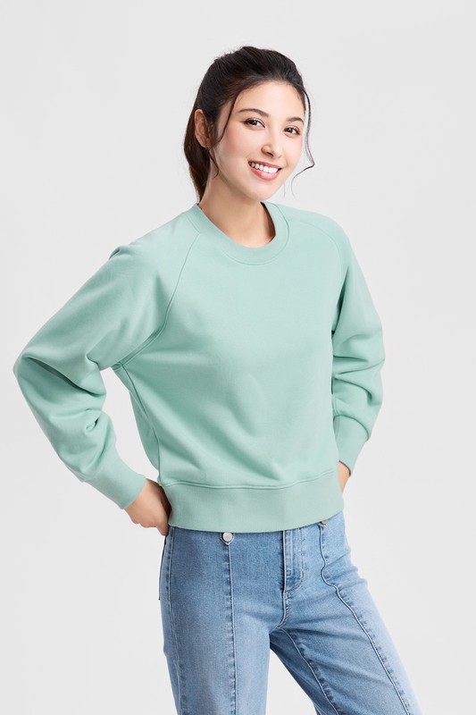 毛圈寬版休閒圓領衫-女