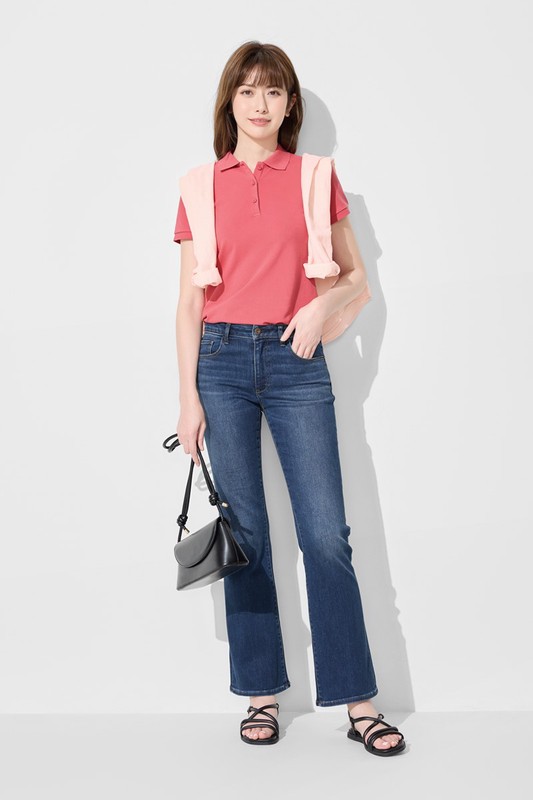 棉質網眼彈性polo衫-女