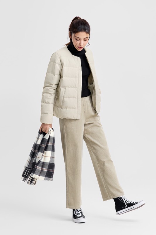 極暖羽絨無領外套-女