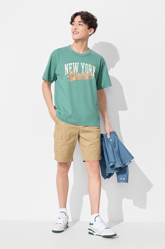 粗紡寬版文字印花T恤-01-男