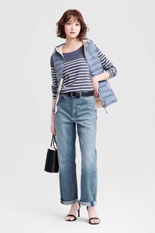 高腰錐形牛仔褲-女