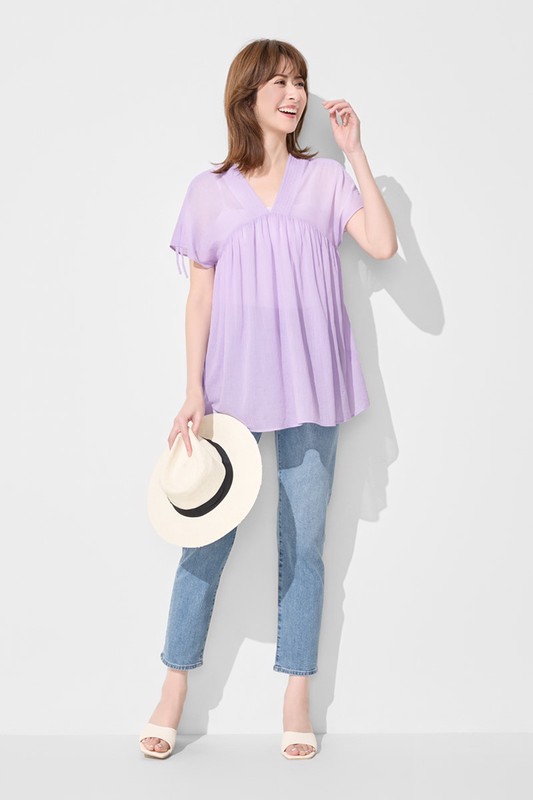 棉質抽繩造型上衣-女