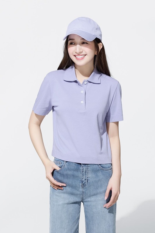 純棉短版polo衫-女