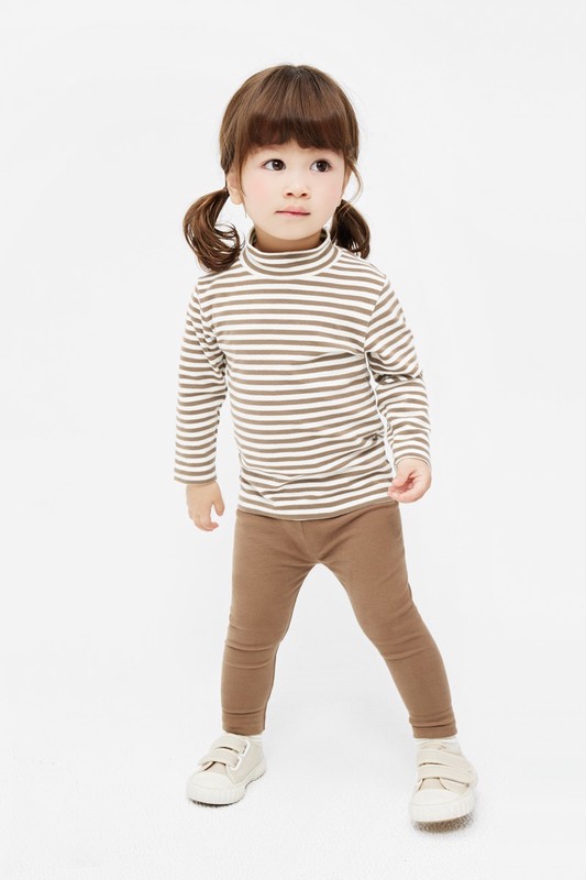 磨毛羅紋條紋立領T恤-Baby