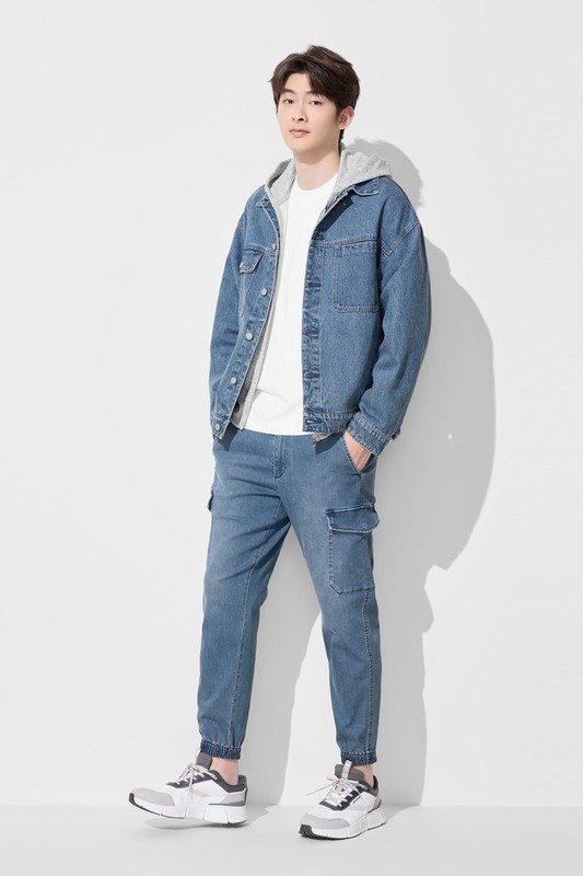 工裝牛仔束口褲-男