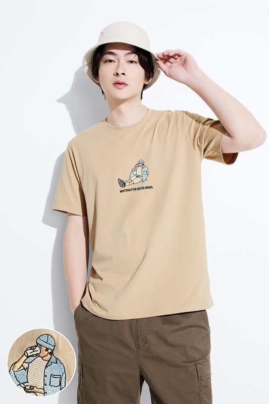 人物厚版電繡T恤-男