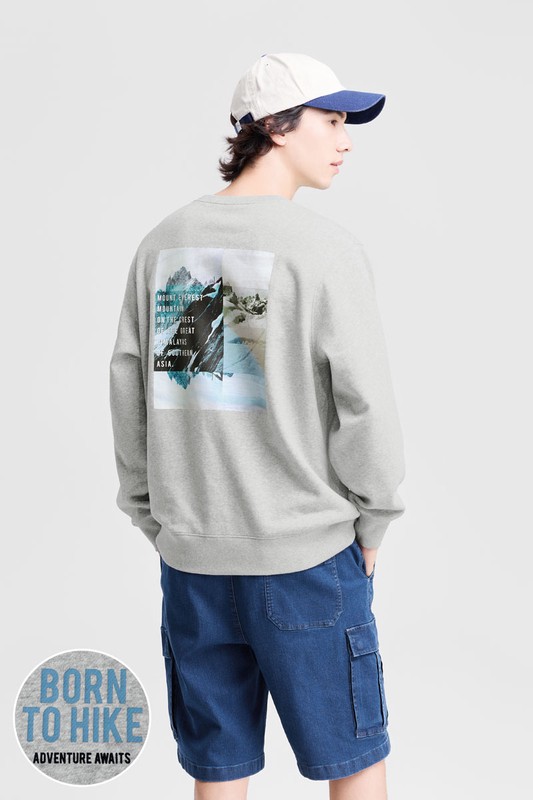 戶外探索刷毛印花圓領衫-02-男