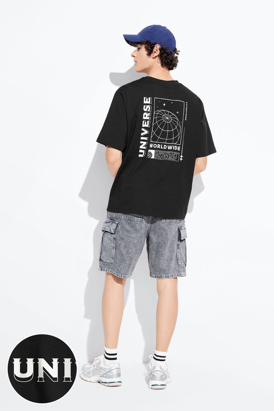 文字寬版印花T恤-06-男