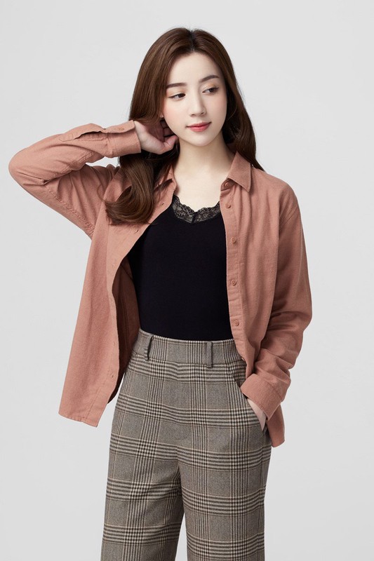 heatup蕾絲領八分袖上衣-女