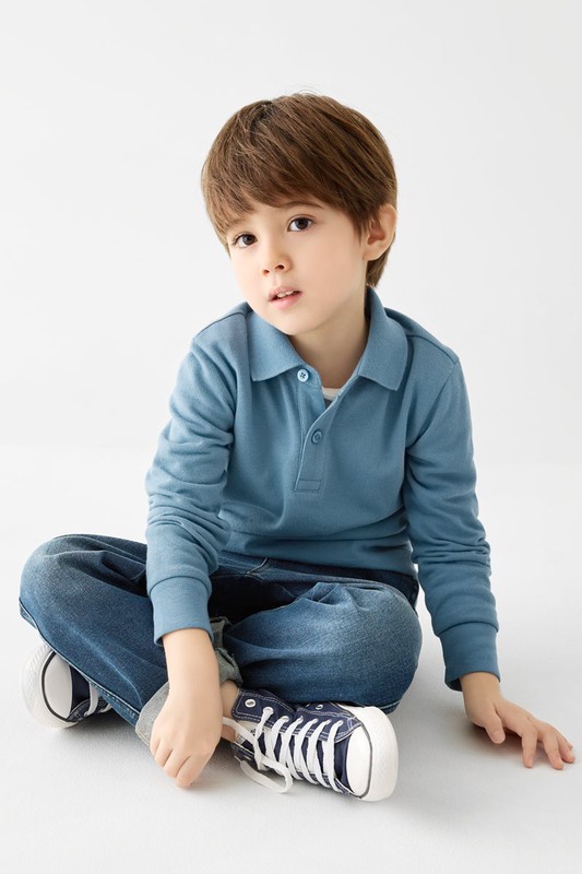 純棉長袖polo衫-童