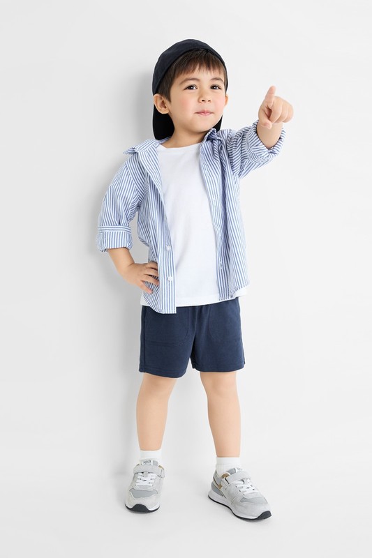 竹節棉口袋短褲-童