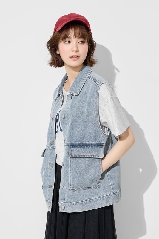 牛仔寬版背心-女