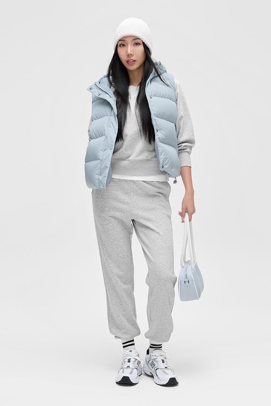 極暖羽絨寬鬆連帽背心-女