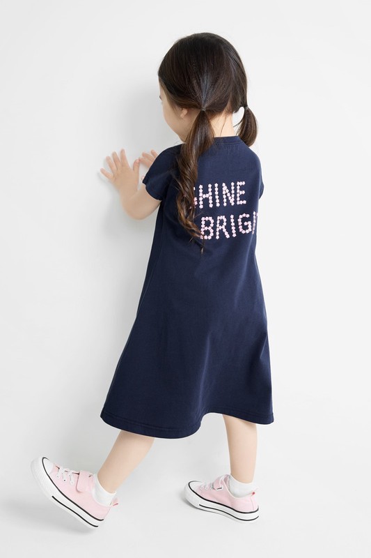 純棉文字印花洋裝-童