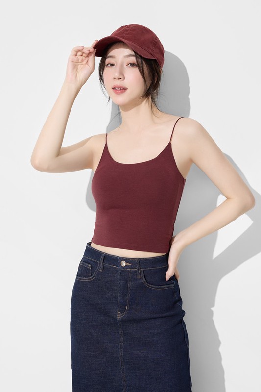 Bra大圓領中短版細肩帶-女