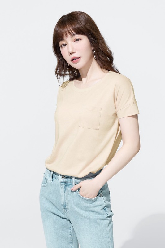 莫代爾口袋短袖T恤-女