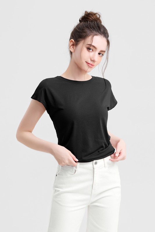 運動美背扭結連袖上衣-女