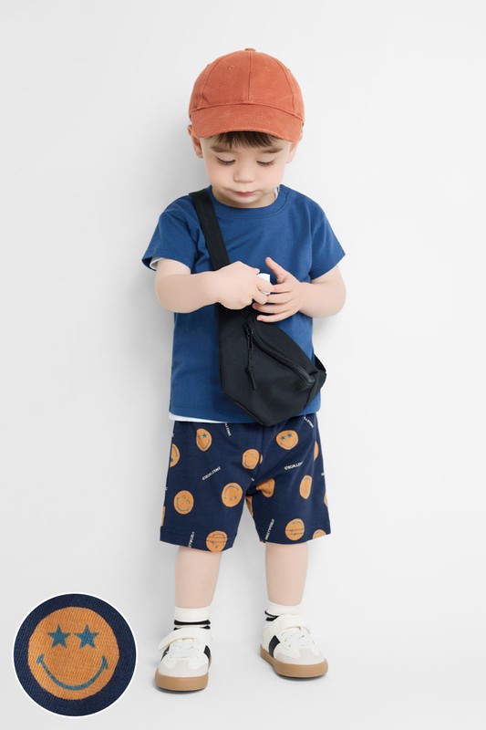 SmileyWorld®竹節棉印花短褲-Baby