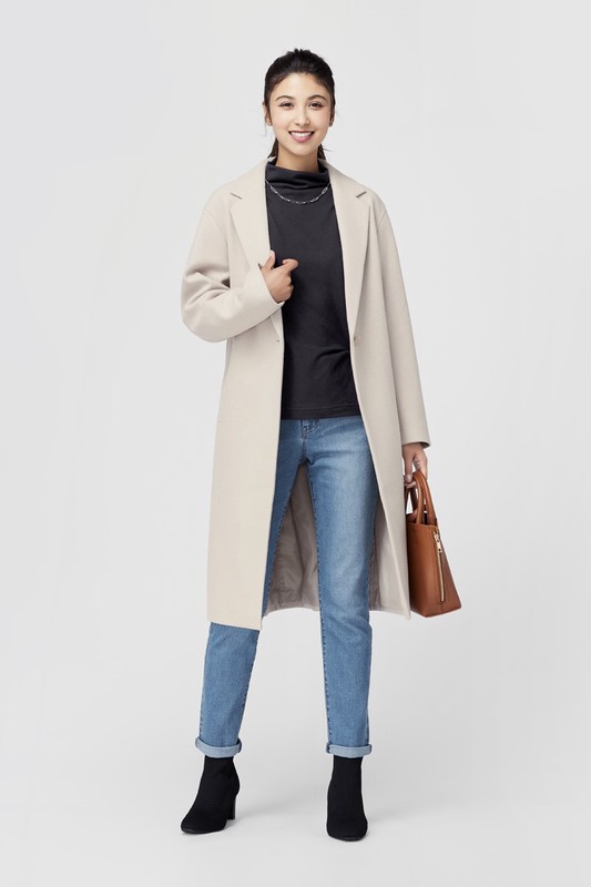 柔軟磨毛寬鬆高領上衣-女