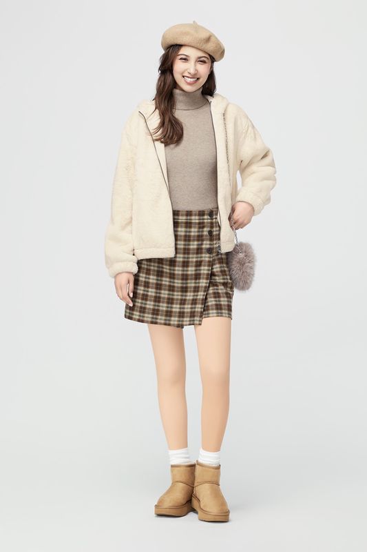 柔軟長刷毛連帽外套-女