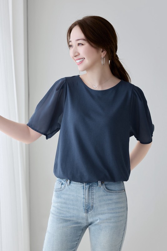 莫代爾雪紡袖上衣-女