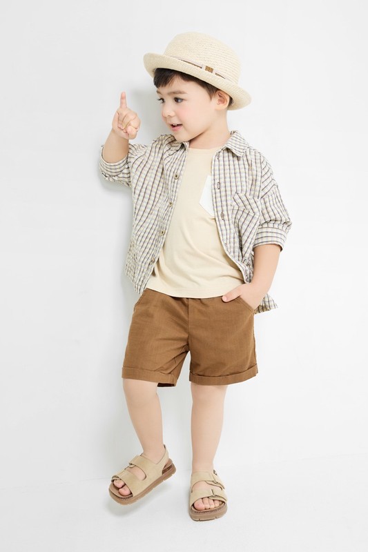 純棉反折短褲-童