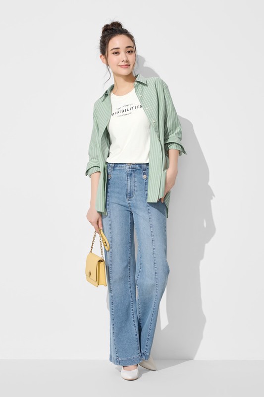 立體剪裁高腰靴型牛仔褲-女