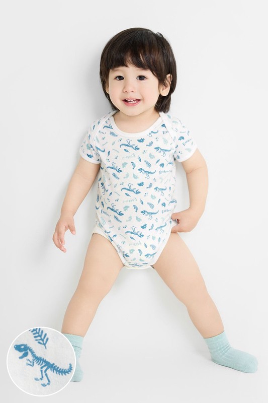 純棉羅紋恐龍印花包臀衣-Baby
