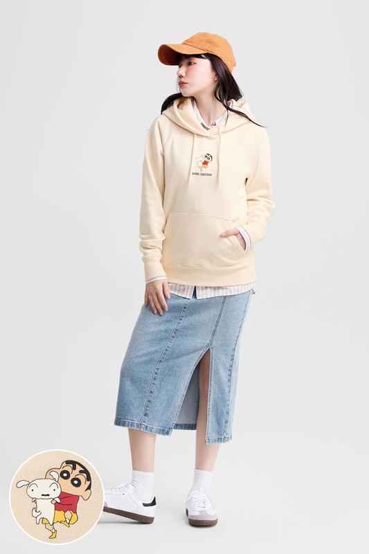 蠟筆小新刷毛印花連帽衫-08-女