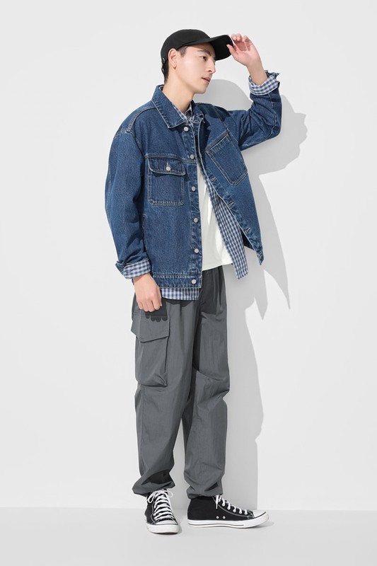 牛仔寬版外套-男