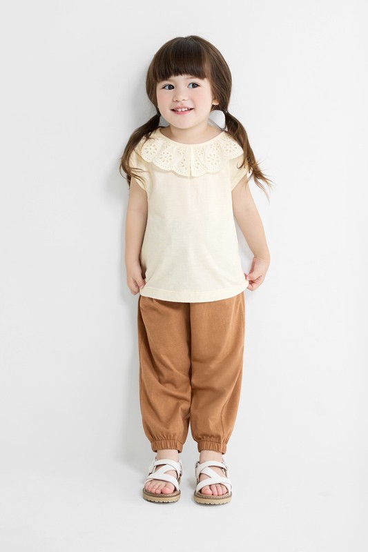 竹節棉束口褲-童