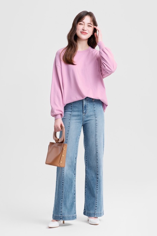 立體剪裁高腰靴型牛仔褲-女