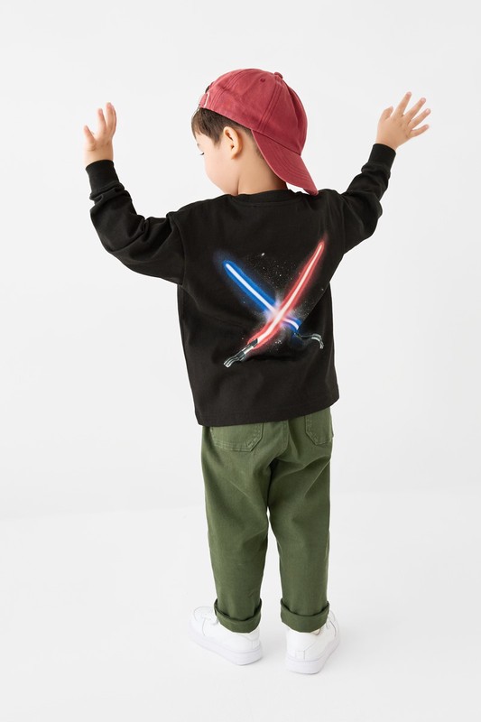 STAR WARS系列寬版長袖印花T恤-01-童