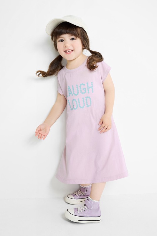 純棉文字印花洋裝-童