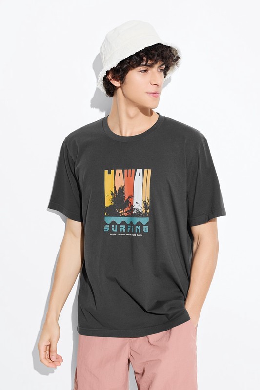 衝浪印花T恤-男